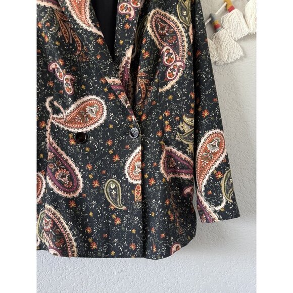 Oltre Made In Italy Paisley Double Breasted Padded Blazer Gypsy Retro Artsy 6 - Picture 4 of 10